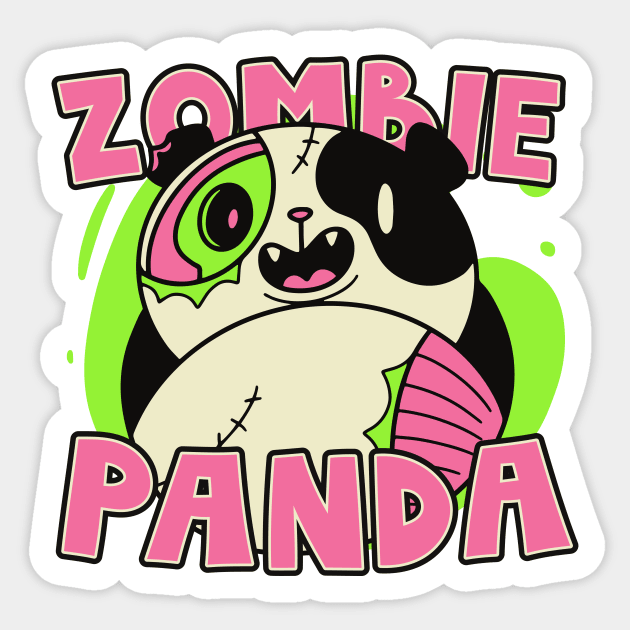 Cute Zombie Panda // Funny Halloween Zombie Animals Sticker by SLAG_Creative